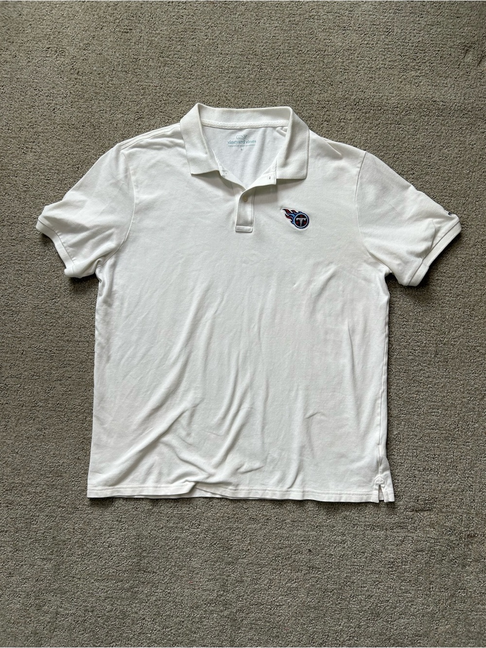 Tennessee Titans Vineyard Vines Polo Shirt Mens - Size L White Performance Polo